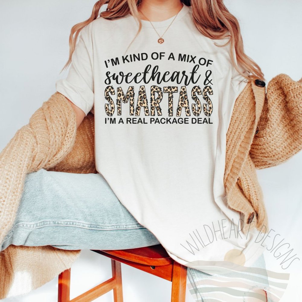 Sweetheart & Smarta** Graphic T-shirt Southern Shirt Leopard Print Tee - Unisex